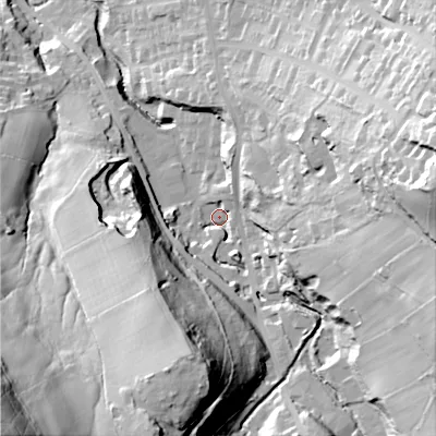 Shaded relief map of the ground around SK138AS, computed from Environment Agency LiDAR. The ground here sits at about 163 m above sea level and falls 101 m across the surrounding 800 m. Surface water reaching this point runs off ground lying to the east, 59.3 m higher.