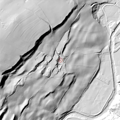 Shaded relief map of the ground around SK146DX, computed from Environment Agency LiDAR. The ground here sits at about 154 m above sea level and falls 113 m across the surrounding 800 m. Surface water reaching this point runs off ground lying to the west-north-west, 72.0 m higher.