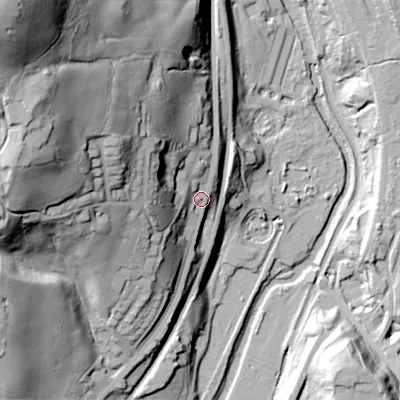 Shaded relief map of the ground around SK153BL, computed from Environment Agency LiDAR. The ground here sits at about 141 m above sea level and falls 123 m across the surrounding 800 m. Surface water reaching this point runs off ground lying to the west-north-west, 60.3 m higher.