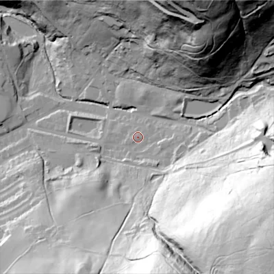 Shaded relief map of the ground around SK153FJ, computed from Environment Agency LiDAR. The ground here sits at about 200 m above sea level and falls 148 m across the surrounding 800 m. Surface water reaching this point runs off ground lying to the south-east, 125.9 m higher.