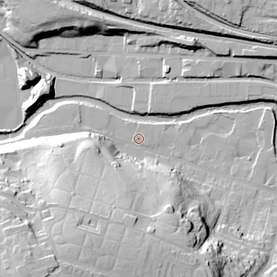 Shaded relief map of the ground around SK165LR, computed from Environment Agency LiDAR. The ground here sits at about 101 m above sea level and falls 49 m across the surrounding 800 m. Surface water reaching this point runs off ground lying to the south-south-west, 44.8 m higher.