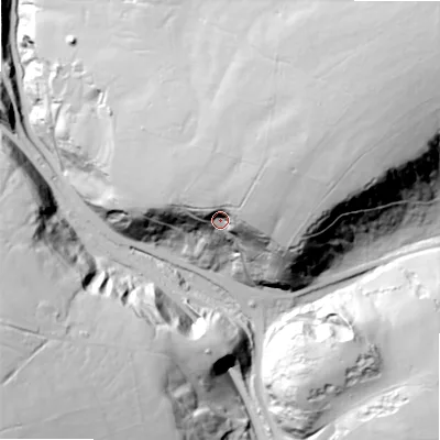 Shaded relief map of the ground around SK178EZ, computed from Environment Agency LiDAR. The ground here sits at about 329 m above sea level and falls 91 m across the surrounding 800 m. Surface water reaching this point runs off ground lying to the north-east, 31.3 m higher.