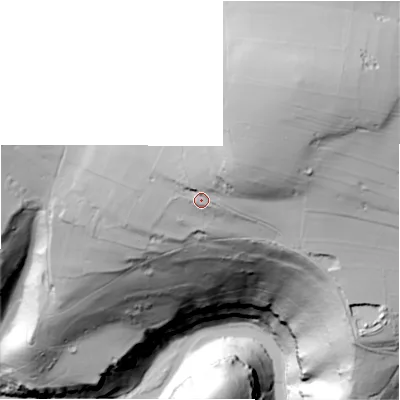Shaded relief map of the ground around SK178ST, computed from Environment Agency LiDAR. The ground here sits at about 303 m above sea level and falls 167 m across the surrounding 800 m. Surface water reaching this point runs off ground lying to the north-east, 43.6 m higher.