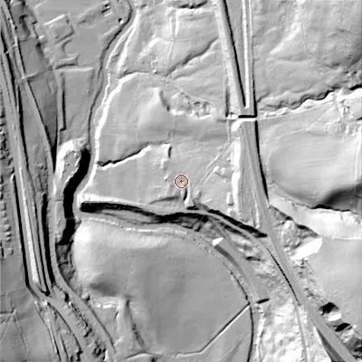 Shaded relief map of the ground around SK237EE, computed from Environment Agency LiDAR. The ground here sits at about 163 m above sea level and falls 87 m across the surrounding 800 m. Surface water reaching this point runs off ground lying to the east-south-east, 8.1 m higher.