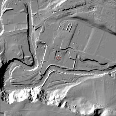Shaded relief map of the ground around SK62BP, computed from Environment Agency LiDAR. The ground here sits at about 47 m above sea level and falls 49 m across the surrounding 800 m. Surface water reaching this point runs off ground lying to the south-west, 0.7 m higher.