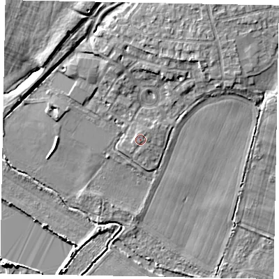 Shaded relief map of the ground around SL37UG, computed from Environment Agency LiDAR. The ground here sits at about 21 m above sea level and falls 8 m across the surrounding 800 m. Surface water reaching this point runs off ground lying to the north-east, 0.5 m higher.