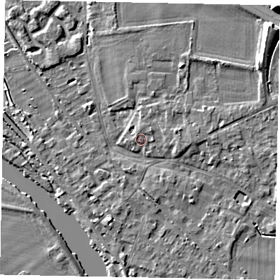 Shaded relief map of the ground around SL39JJ, computed from Environment Agency LiDAR. The ground here sits at about 19 m above sea level and falls 12 m across the surrounding 800 m. Surface water reaching this point runs off ground lying to the north-east, 1.4 m higher.