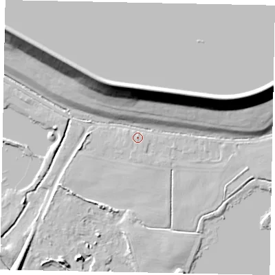 Shaded relief map of the ground around SL39PY, computed from Environment Agency LiDAR. The ground here sits at about 18 m above sea level and falls 21 m across the surrounding 800 m. Surface water reaching this point runs off ground lying to the north-east, 20.1 m higher.