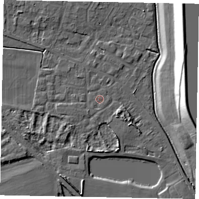 Shaded relief map of the ground around SL39QU, computed from Environment Agency LiDAR. The ground here sits at about 18 m above sea level and falls 21 m across the surrounding 800 m. Surface water reaching this point runs off ground lying to the south-east, 0.7 m higher.