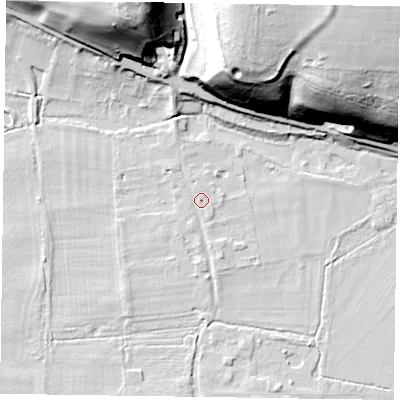 Shaded relief map of the ground around SL72HA, computed from Environment Agency LiDAR. The ground here sits at about 31 m above sea level and falls 43 m across the surrounding 800 m. Surface water reaching this point runs off ground lying to the north-west, 0.9 m higher.
