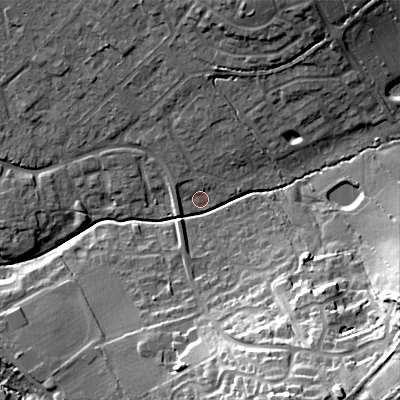 Shaded relief map of the ground around SN118PA, computed from Environment Agency LiDAR. The ground here sits at about 70 m above sea level and falls 31 m across the surrounding 800 m. Surface water reaching this point runs off ground lying to the north-north-east, 13.2 m higher.