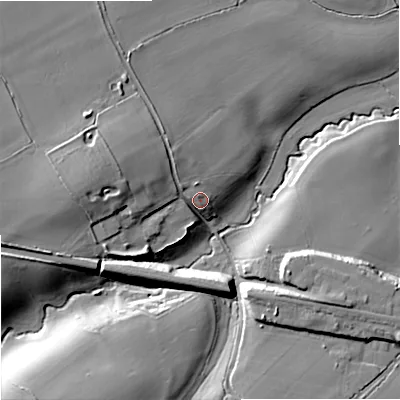 Shaded relief map of the ground around SN146EU, computed from Environment Agency LiDAR. The ground here sits at about 89 m above sea level and falls 19 m across the surrounding 800 m. Surface water reaching this point runs off ground lying to the west-north-west, 9.9 m higher.