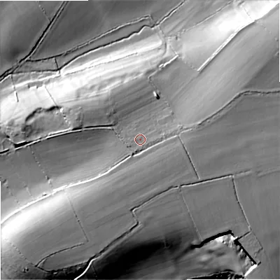 Shaded relief map of the ground around SN146PU, computed from Environment Agency LiDAR. The ground here sits at about 103 m above sea level and falls 24 m across the surrounding 800 m. Surface water reaching this point runs off ground lying to the west-south-west, 0.9 m higher.
