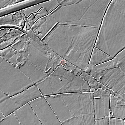 Shaded relief map of the ground around SN154JA, computed from Environment Agency LiDAR. The ground here sits at about 61 m above sea level and falls 4 m across the surrounding 800 m. Surface water reaching this point runs off ground lying to the east-south-east, 1.4 m higher.