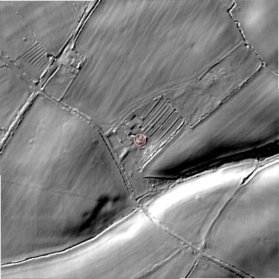 Shaded relief map of the ground around SN160QZ, computed from Environment Agency LiDAR. The ground here sits at about 91 m above sea level and falls 14 m across the surrounding 800 m. Surface water reaching this point runs off ground lying to the north, 5.6 m higher.