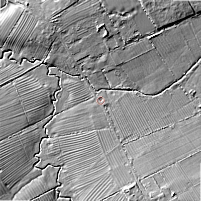 Shaded relief map of the ground around SN47SA, computed from Environment Agency LiDAR. The ground here sits at about 88 m above sea level and falls 12 m across the surrounding 800 m. Surface water reaching this point runs off ground lying to the south-south-east, 1.7 m higher.
