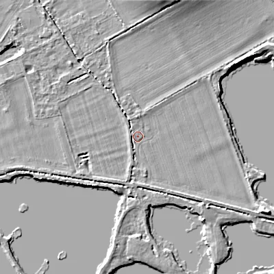 Shaded relief map of the ground around SN66QT, computed from Environment Agency LiDAR. The ground here sits at about 89 m above sea level and falls 9 m across the surrounding 800 m. Surface water reaching this point runs off ground lying to the north-west, 1.2 m higher.