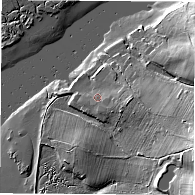 Shaded relief map of the ground around SO317ZN, computed from Environment Agency LiDAR. The ground here sits at about 5 m above sea level and falls 26 m across the surrounding 800 m. Surface water reaching this point runs off ground lying to the east-south-east, 3.4 m higher.