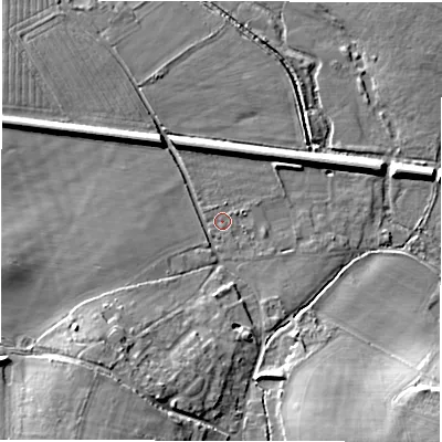 Shaded relief map of the ground around SO510JJ, computed from Environment Agency LiDAR. The ground here sits at about 30 m above sea level and falls 16 m across the surrounding 800 m. Surface water reaching this point runs off ground lying to the south-west, 0.7 m higher.