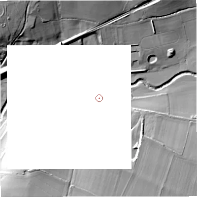 Shaded relief map of the ground around SP85RE, computed from Environment Agency LiDAR. and falls 28 m across the surrounding 800 m.