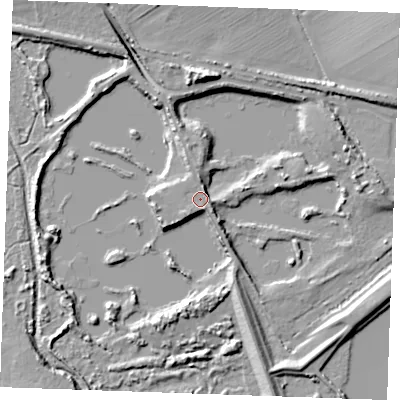 Shaded relief map of the ground around SS170EQ, computed from Environment Agency LiDAR. The ground here sits at about 7 m above sea level and falls 12 m across the surrounding 800 m. Surface water reaching this point runs off ground lying to the east-north-east, 5.0 m higher.