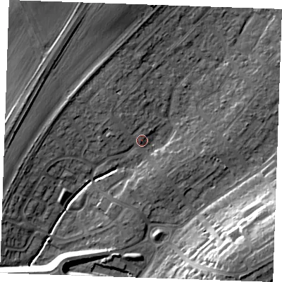 Shaded relief map of the ground around SS178AD, computed from Environment Agency LiDAR. The ground here sits at about 10 m above sea level and falls 20 m across the surrounding 800 m. Surface water reaching this point runs off ground lying to the south-west, 11.7 m higher.
