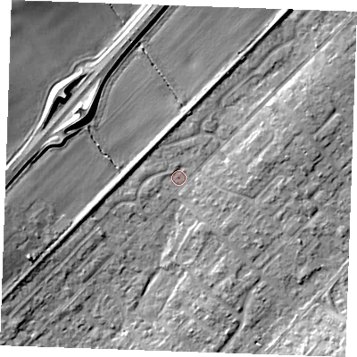 Shaded relief map of the ground around SS178BN, computed from Environment Agency LiDAR. The ground here sits at about 11 m above sea level and falls 12 m across the surrounding 800 m. Surface water reaching this point runs off ground lying to the north-north-east, 4.3 m higher.