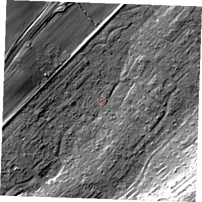 Shaded relief map of the ground around SS178DT, computed from Environment Agency LiDAR. The ground here sits at about 10 m above sea level and falls 20 m across the surrounding 800 m. Surface water reaching this point runs off ground lying to the north-east, 5.5 m higher.
