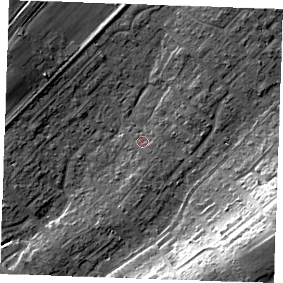 Shaded relief map of the ground around SS178DU, computed from Environment Agency LiDAR. The ground here sits at about 10 m above sea level and falls 20 m across the surrounding 800 m. Surface water reaching this point runs off ground lying to the south-east, 1.3 m higher.