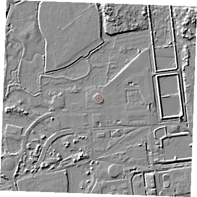 Shaded relief map of the ground around SS179LL, computed from Environment Agency LiDAR. The ground here sits at about 3 m above sea level and falls 7 m across the surrounding 800 m. Surface water reaching this point runs off ground lying to the south-south-east, 1.0 m higher.