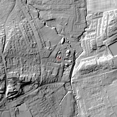 Shaded relief map of the ground around ST101GD, computed from Environment Agency LiDAR. The ground here sits at about 160 m above sea level and falls 35 m across the surrounding 800 m. Surface water reaching this point runs off ground lying to the west-north-west, 11.2 m higher.