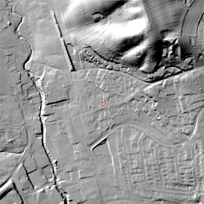 Shaded relief map of the ground around ST101PH, computed from Environment Agency LiDAR. The ground here sits at about 163 m above sea level and falls 72 m across the surrounding 800 m. Surface water reaching this point runs off ground lying to the north-east, 55.1 m higher.