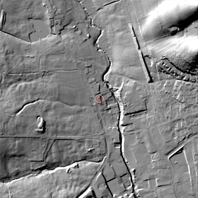 Shaded relief map of the ground around ST101PW, computed from Environment Agency LiDAR. The ground here sits at about 154 m above sea level and falls 61 m across the surrounding 800 m. Surface water reaching this point runs off ground lying to the west-north-west, 9.5 m higher.