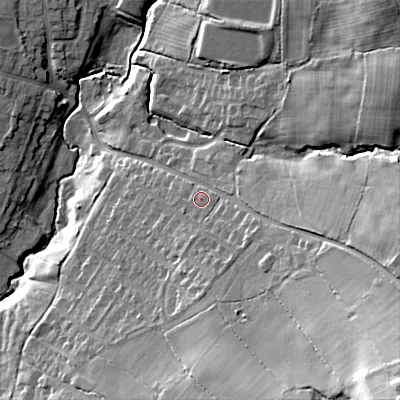 Shaded relief map of the ground around ST101QH, computed from Environment Agency LiDAR. The ground here sits at about 158 m above sea level and falls 45 m across the surrounding 800 m. Surface water reaching this point runs off ground lying to the south, 1.9 m higher.