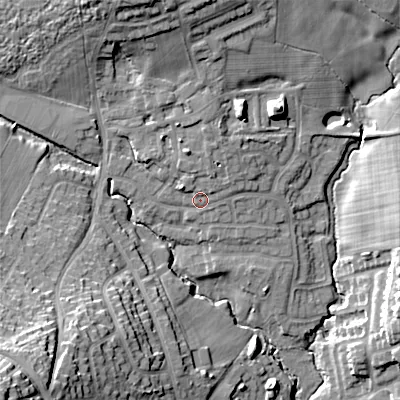 Shaded relief map of the ground around ST101TE, computed from Environment Agency LiDAR. The ground here sits at about 163 m above sea level and falls 37 m across the surrounding 800 m. Surface water reaching this point runs off ground lying to the north-north-west, 3.7 m higher.