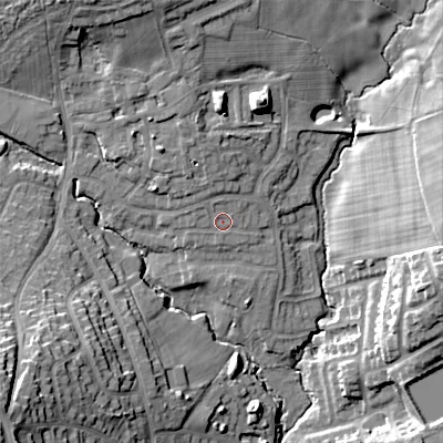 Shaded relief map of the ground around ST101TQ, computed from Environment Agency LiDAR. The ground here sits at about 162 m above sea level and falls 30 m across the surrounding 800 m. Surface water reaching this point runs off ground lying to the north-north-west, 1.2 m higher.