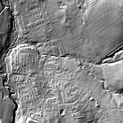Shaded relief map of the ground around ST101YT, computed from Environment Agency LiDAR. The ground here sits at about 162 m above sea level and falls 38 m across the surrounding 800 m. Surface water reaching this point runs off ground lying to the north-east, 25.5 m higher.
