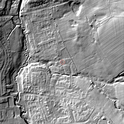 Shaded relief map of the ground around ST101YX, computed from Environment Agency LiDAR. The ground here sits at about 159 m above sea level and falls 33 m across the surrounding 800 m. Surface water reaching this point runs off ground lying to the east-north-east, 21.9 m higher.