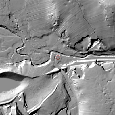 Shaded relief map of the ground around ST103HL, computed from Environment Agency LiDAR. The ground here sits at about 213 m above sea level and falls 63 m across the surrounding 800 m. Surface water reaching this point runs off ground lying to the south-west, 16.5 m higher.