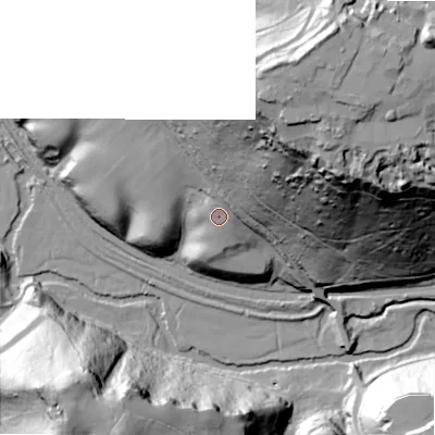 Shaded relief map of the ground around ST104BZ, computed from Environment Agency LiDAR. The ground here sits at about 119 m above sea level and falls 98 m across the surrounding 800 m. Surface water reaching this point runs off ground lying to the north, 6.3 m higher.
