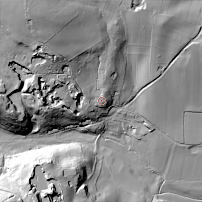 Shaded relief map of the ground around ST104HF, computed from Environment Agency LiDAR. The ground here sits at about 156 m above sea level and falls 67 m across the surrounding 800 m. Surface water reaching this point runs off ground lying to the north-north-east, 3.0 m higher.