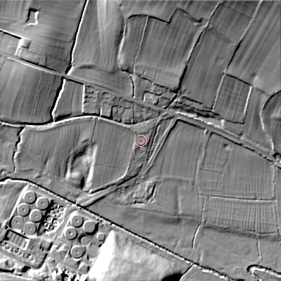 Shaded relief map of the ground around ST104NQ, computed from Environment Agency LiDAR. The ground here sits at about 118 m above sea level and falls 40 m across the surrounding 800 m. Surface water reaching this point runs off ground lying to the north-west, 5.9 m higher.