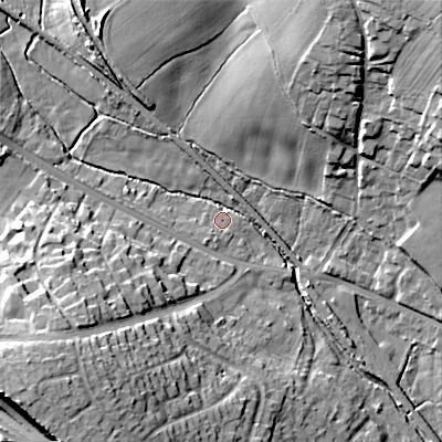 Shaded relief map of the ground around ST119HG, computed from Environment Agency LiDAR. The ground here sits at about 169 m above sea level and falls 24 m across the surrounding 800 m. Surface water reaching this point runs off ground lying to the north-north-west, 11.2 m higher.
