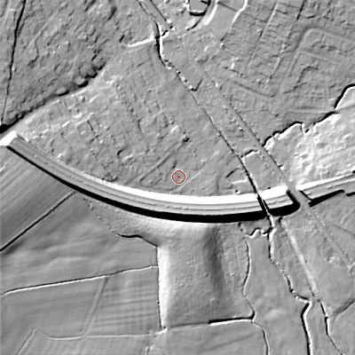 Shaded relief map of the ground around ST119RN, computed from Environment Agency LiDAR. The ground here sits at about 167 m above sea level and falls 18 m across the surrounding 800 m. Surface water reaching this point runs off ground lying to the west, 12.3 m higher.