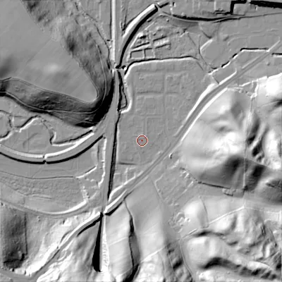 Shaded relief map of the ground around ST137AW, computed from Environment Agency LiDAR. The ground here sits at about 142 m above sea level and falls 52 m across the surrounding 800 m. Surface water reaching this point runs off ground lying to the north-east, 0.7 m higher.