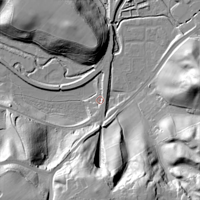Shaded relief map of the ground around ST137BA, computed from Environment Agency LiDAR. The ground here sits at about 141 m above sea level and falls 51 m across the surrounding 800 m. Surface water reaching this point runs off ground lying to the south, 47.0 m higher.