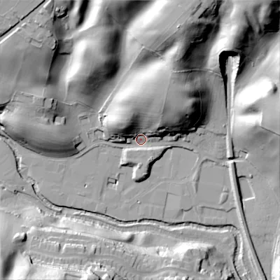 Shaded relief map of the ground around ST137EE, computed from Environment Agency LiDAR. The ground here sits at about 139 m above sea level and falls 46 m across the surrounding 800 m. Surface water reaching this point runs off ground lying to the north-north-east, 30.1 m higher.