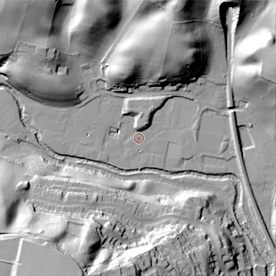 Shaded relief map of the ground around ST137EF, computed from Environment Agency LiDAR. The ground here sits at about 137 m above sea level and falls 57 m across the surrounding 800 m. Surface water reaching this point runs off ground lying to the north-north-east, 36.6 m higher.
