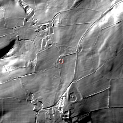 Shaded relief map of the ground around ST137ET, computed from Environment Agency LiDAR. The ground here sits at about 239 m above sea level and falls 91 m across the surrounding 800 m. Surface water reaching this point runs off ground lying to the east-north-east, 39.8 m higher.