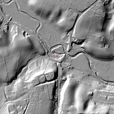 Shaded relief map of the ground around ST137HL, computed from Environment Agency LiDAR. The ground here sits at about 137 m above sea level and falls 54 m across the surrounding 800 m. Surface water reaching this point runs off ground lying to the south-west, 53.9 m higher.